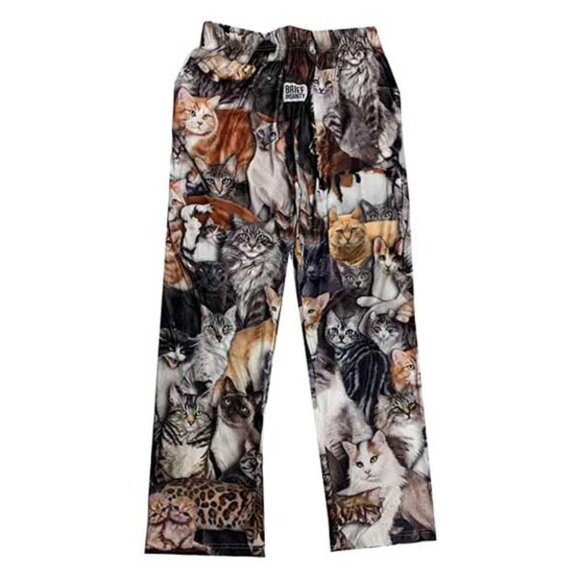 Brief Insanity "All Over Cats" Unisex Print Lounge Pant w/ Pockets, #7439P - Picture 1 of 2